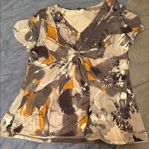 Cable & Gauge Gray and Copper Abstract Blouse